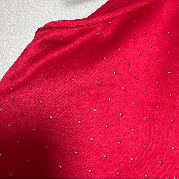LOFT Red Dressy Tank Top with Gold Dots – Size Small - Picture 7 of 7
